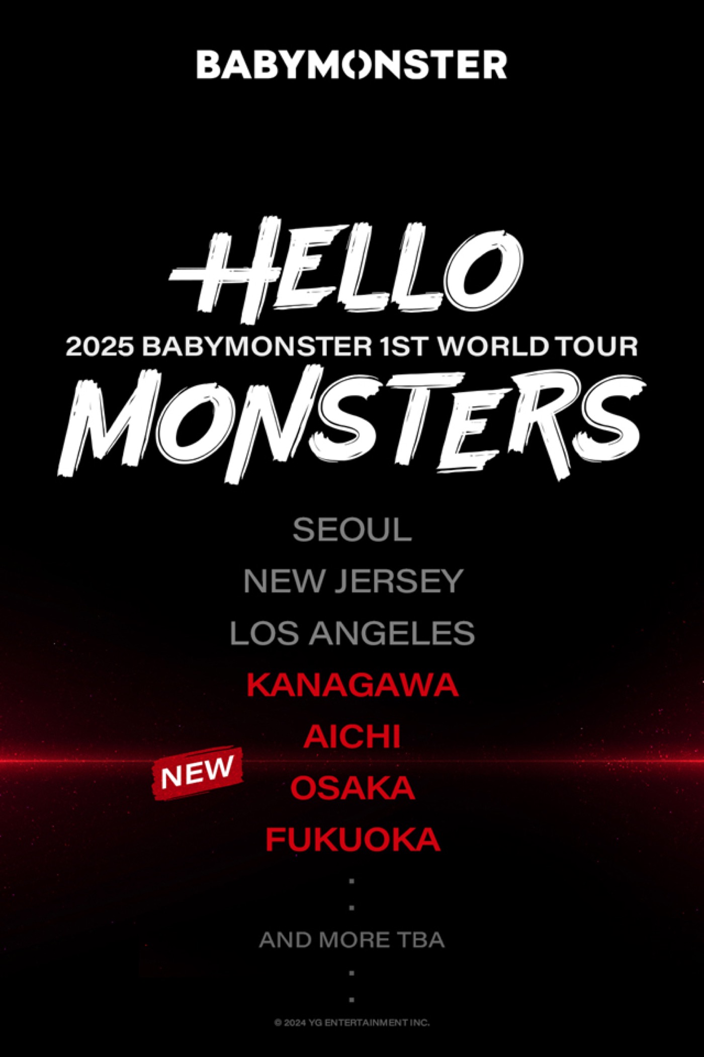 BABYMONSTER、初のワールドツアーで日本公演開催を予告